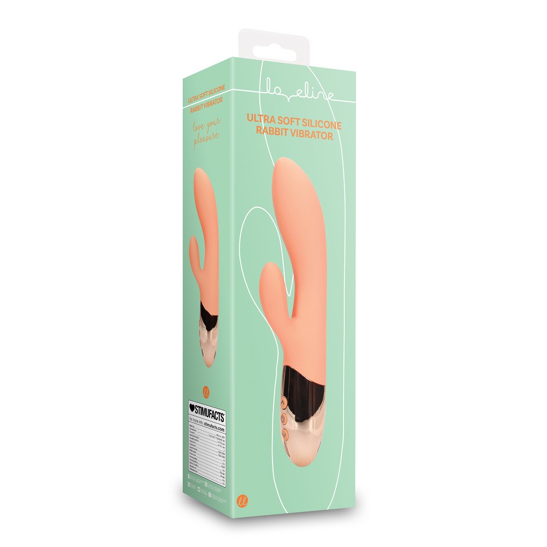 LOVELINE ULTRA SOFT SILICONE RABBIT VIBRATOR CERAMIC PEACH