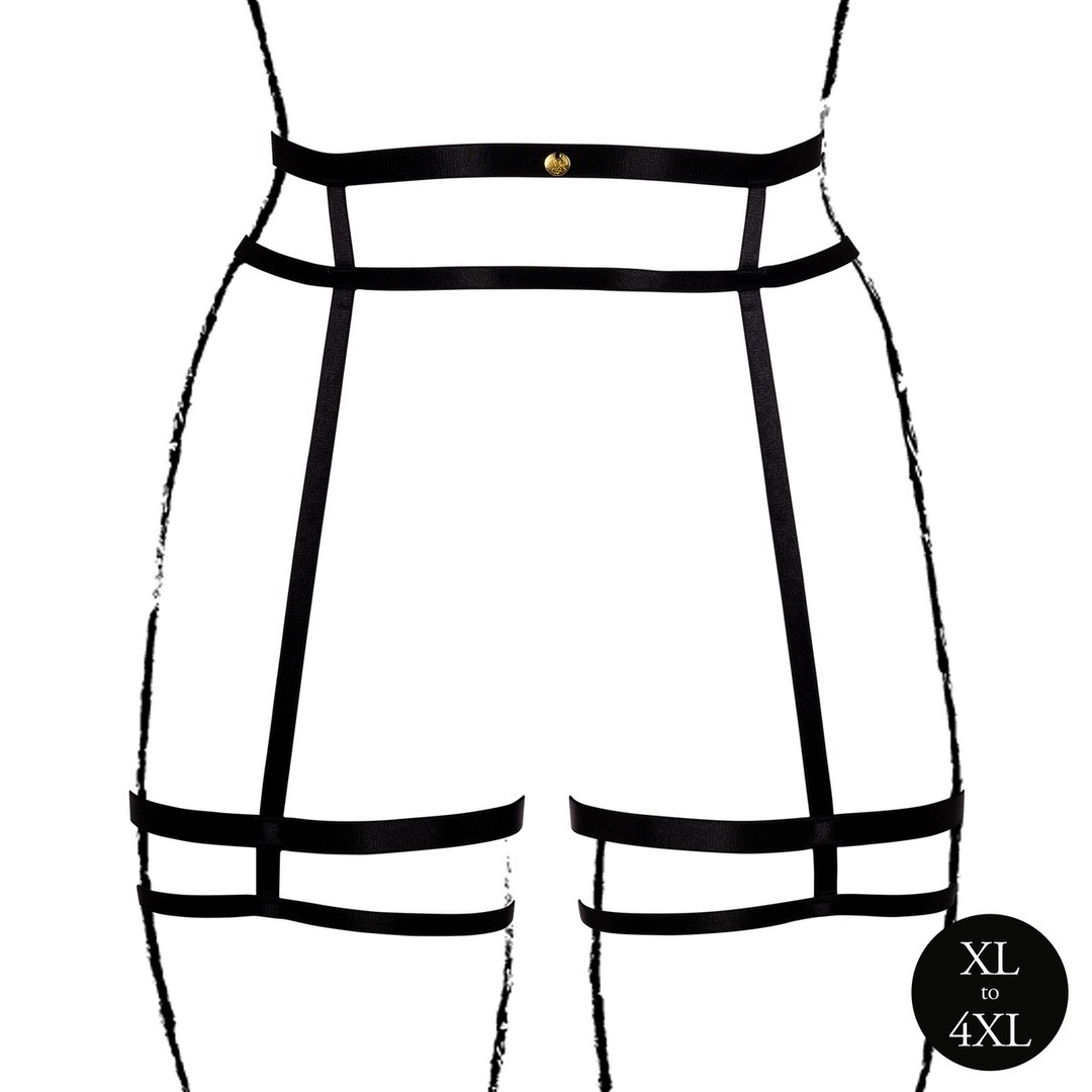 LE DÉSIR DOUBLE STRAP GARTER BELT WITH ADJUSTABLE SLIDERS BLACK QUEEN SIZE