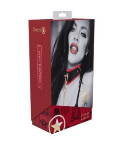 OUCH! MILAN COLLECTION COLLAR WITH LEASH BLACK/RED