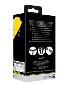 OUCH! XTREME PU LEATHER CHASTITY THONG WITH CHAIN DETAIL