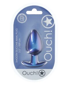 OUCH! SMOOTH SILICONE ANAL PLUG LARGE 3,5 /8,9 CM METALLIC BLUE
