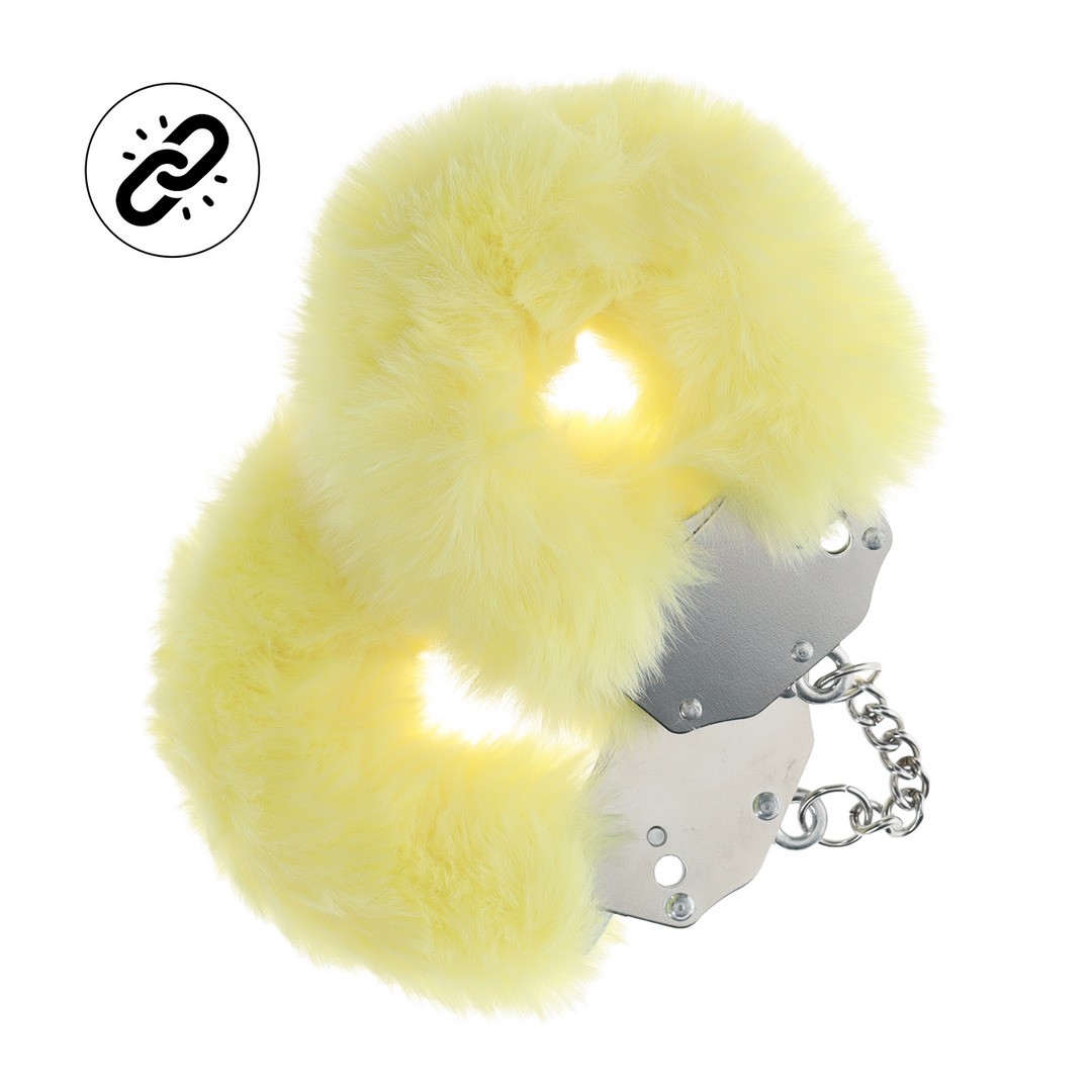 OUCH! HEAVY-DUTY FLUFFY HANDCUFFS YELLOW