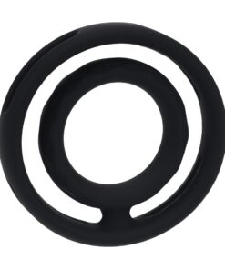 LEVELZ CLASSIC SILICONE PENIS AND TESTICLE RING WITH RIBS BLACK