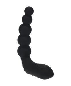 LEVELZ VIBRATING HEATING BENDABLE TAPPING BEADED SILICONE PROSTATE STIMULATOR BLACK