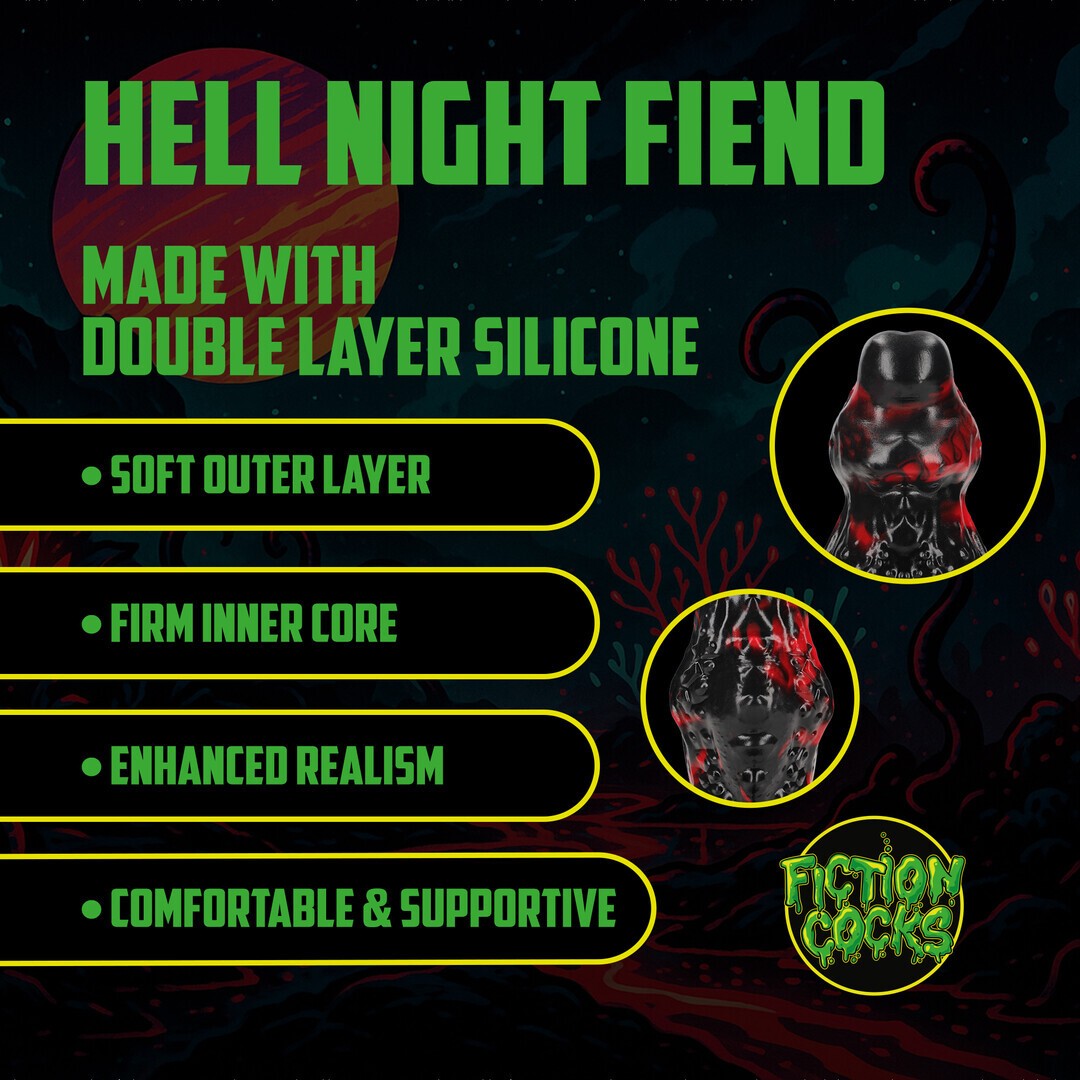 OUCH! HELL NIGHT FIEND SILICONE DILDO RED/BLACK